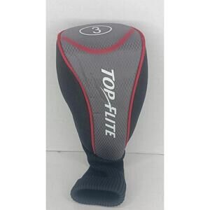 TOP FLITE 3 WOOD HEADCOVER Black Gray Red Fairway Wood Head Cover